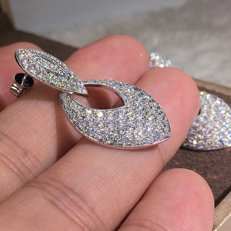 Bông Tai Đính Đá Zircon Lấp Lánh Sang Trọng Cho Cô Dâu