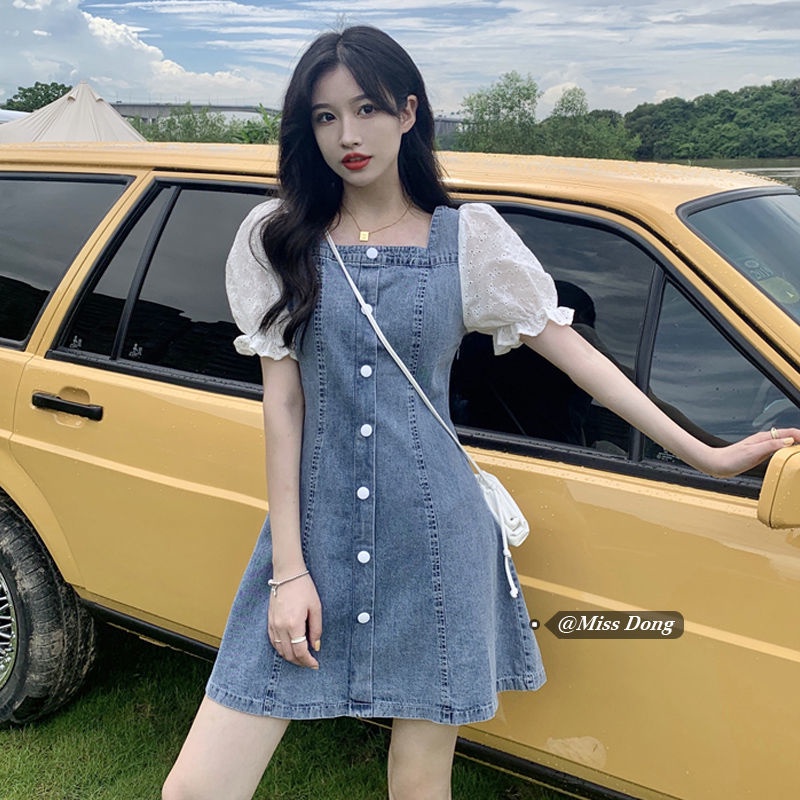 Đầm Denim Tay Ngắn Dáng Ôm Phong Cách Thể Thao Thời Trang Mùa Hè 2022 Cho Nữ