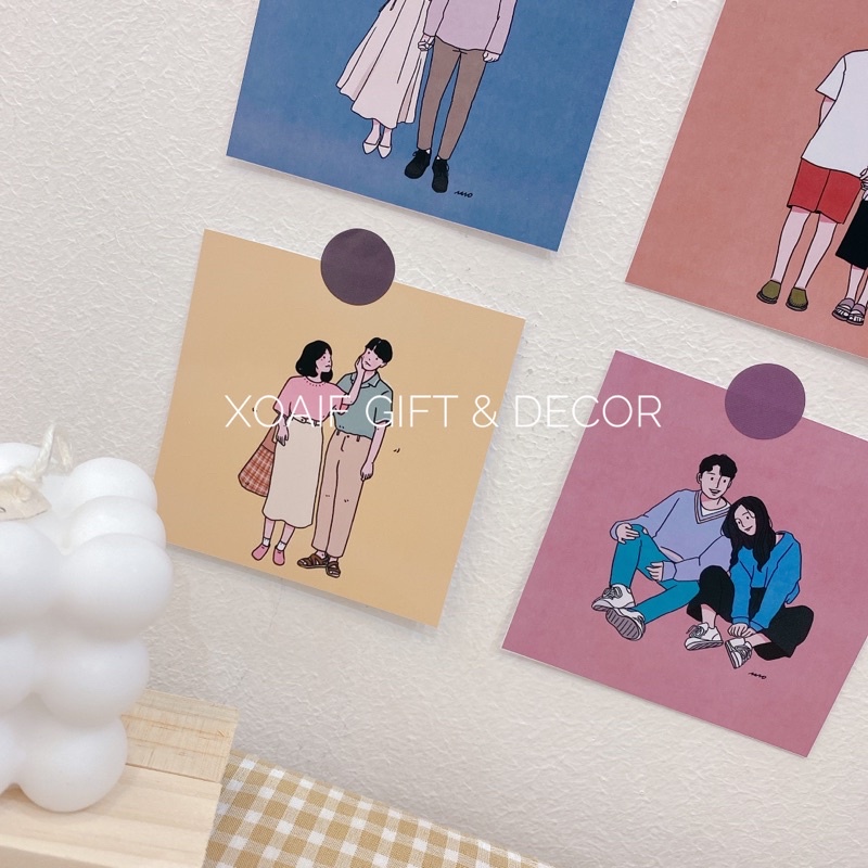 Set thiệp postcard couple decor có sẵn decor trang trí nhà