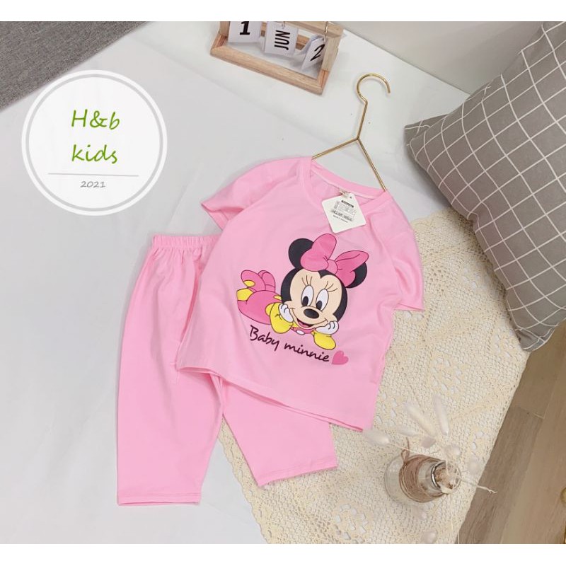 Bộ cotton lửng bé gái size đại H&amp;B kids Mickey Donal