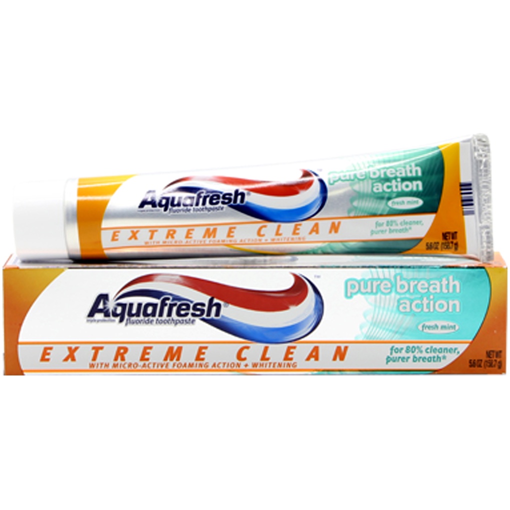 Kem đánh răng Aquafresh Extreme Clean Whitening Action / Pure breath action 158,7g - Made in USA