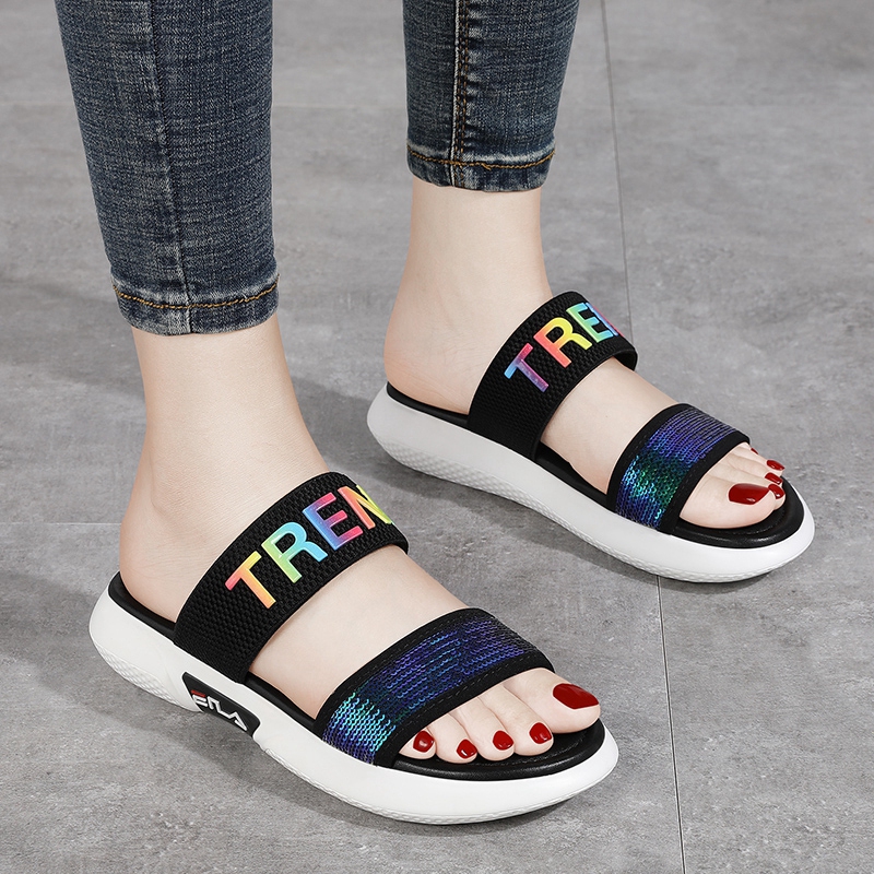 dép nữ quai ngang đính kim sa lấp lánh thời trang