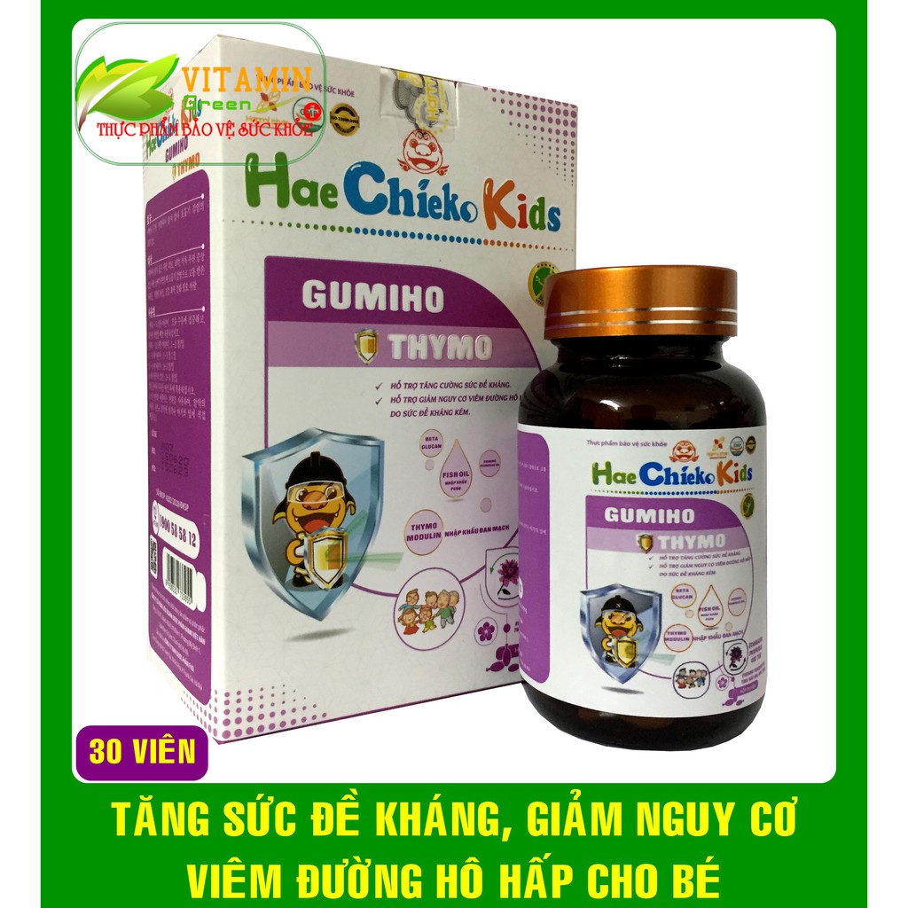 TĂNG SỨC ĐỀ KHÁNG CHO BÉ, GIẢM NGUY CƠ VIÊM ĐƯƠNG HÔ HẤP HeaChieko Kids GUMIHO THYMO (30 viên)