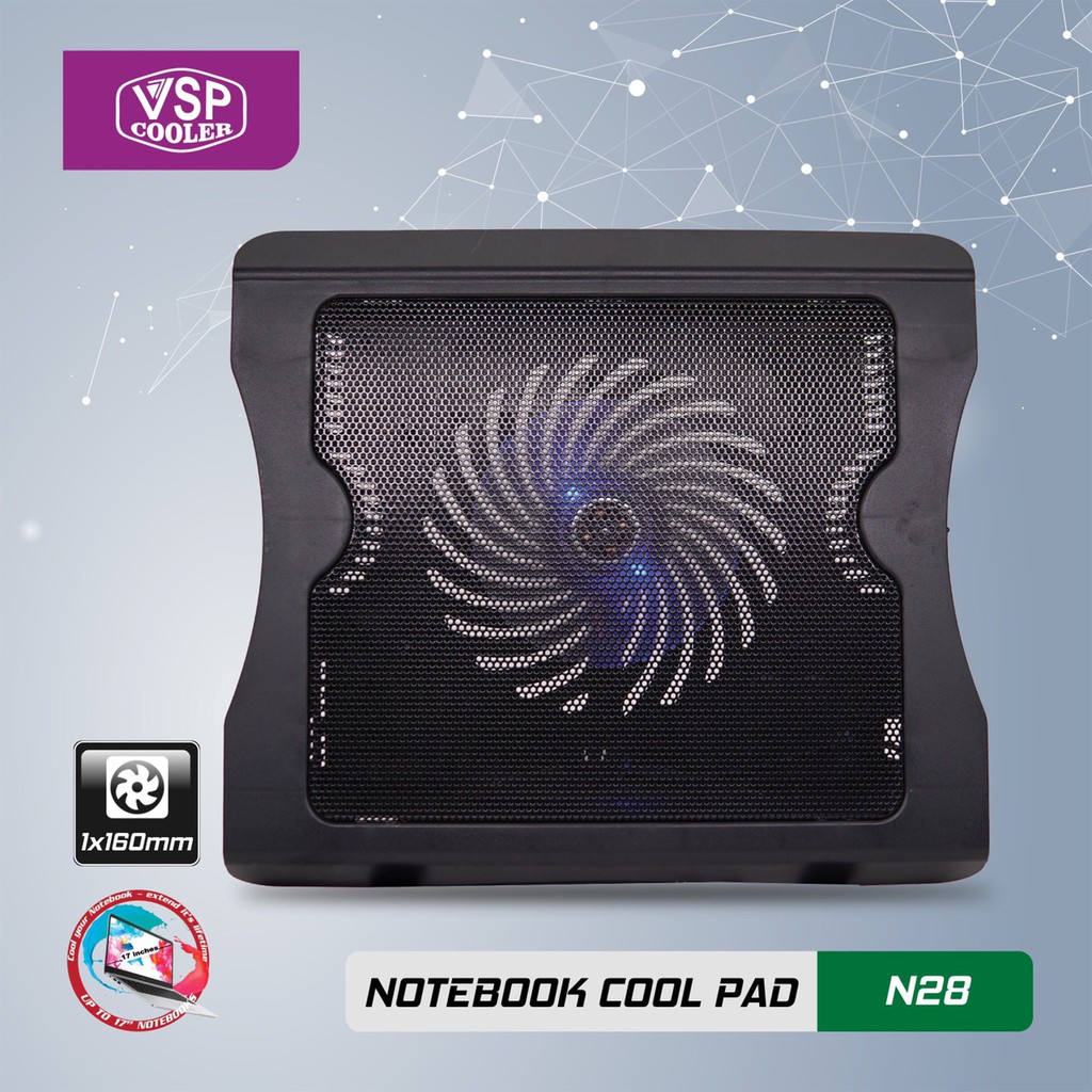 ĐẾ TẢN NHIỆT VSP N28- Fan VSP Cooler N28 (1*Fan 16cm)- Notebook cool pad N28- BẢO HÀNH 3 THÁNG