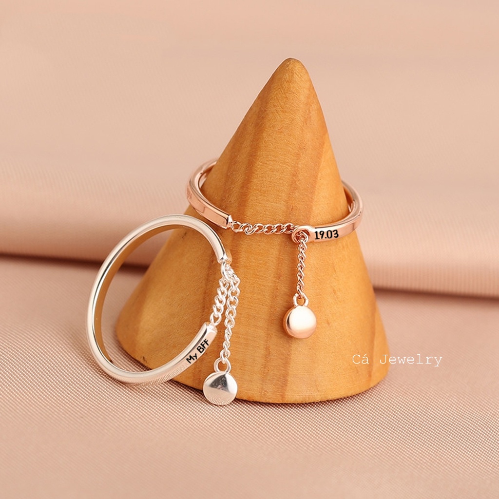 Nhẫn bạc nhẫn nữ bạc s925 ulzzang hàn quốc cá tính hình tròn dây xích hạt dậu tua rua Cá jewelry freesize