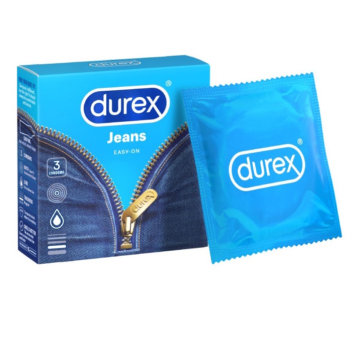 (Hàng Chính Hãng)Hộp 3 Bao cao su Durex Jeans Ôm Sát Cho Cảm Xúc Chân Thật Nhất