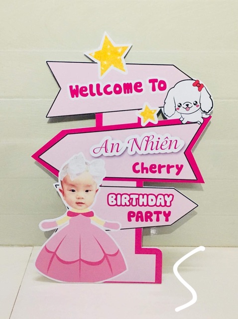 Cây welcome chèn hình bé trang trí sinh nhật cho bé trai bé gái