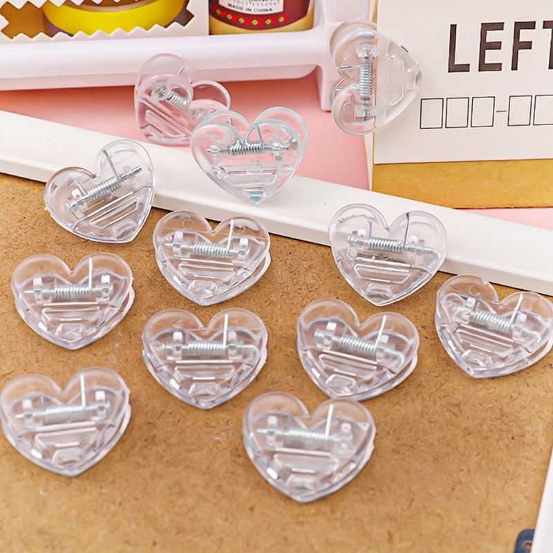 Set 5 Kẹp Nhựa Trong Suốt Hình Trái Tim