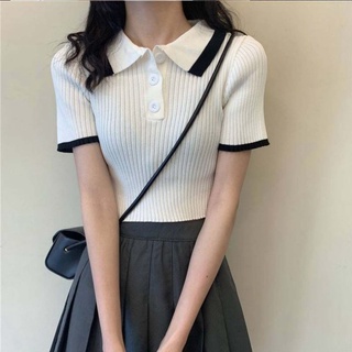 Áo croptop nữ Polo phối viền siêu hot-3 màu