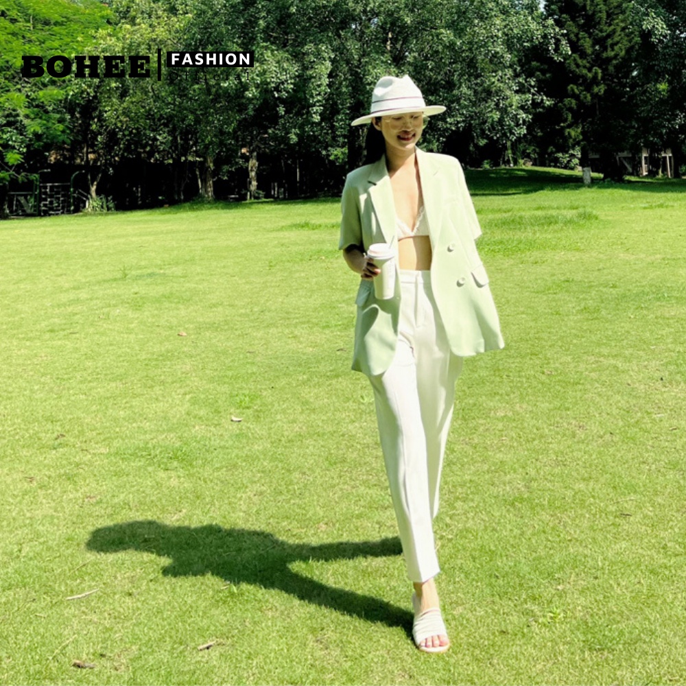 [Mã 88FASHIONSALE giảm 15K đơn 150K] Áo khoác blazer nữ BOHEE cổ vest cộc tay dáng ngắn phong cách hàn quốc A255 | BigBuy360 - bigbuy360.vn