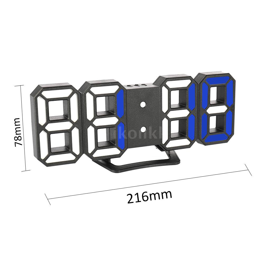 Đồng hồ báo thức 3D kỹ thuật số thiết kế treo tường với tính năng dùng ban đêm tiện dụng