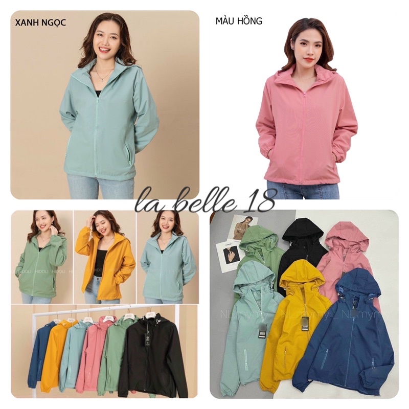 Áo Gió Nữ Chống Nước 2 Lớp Lót Lưới Gió Tráng Bạc Áo Khoác Ngoài