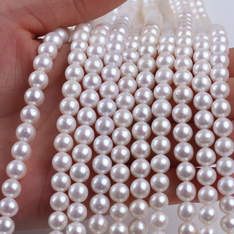 Chuỗi Hạt Ngọc Trai Giả Màu Trắng Tự Nhiên 7-8mm Dùng Làm Trang Sức Thủ Công