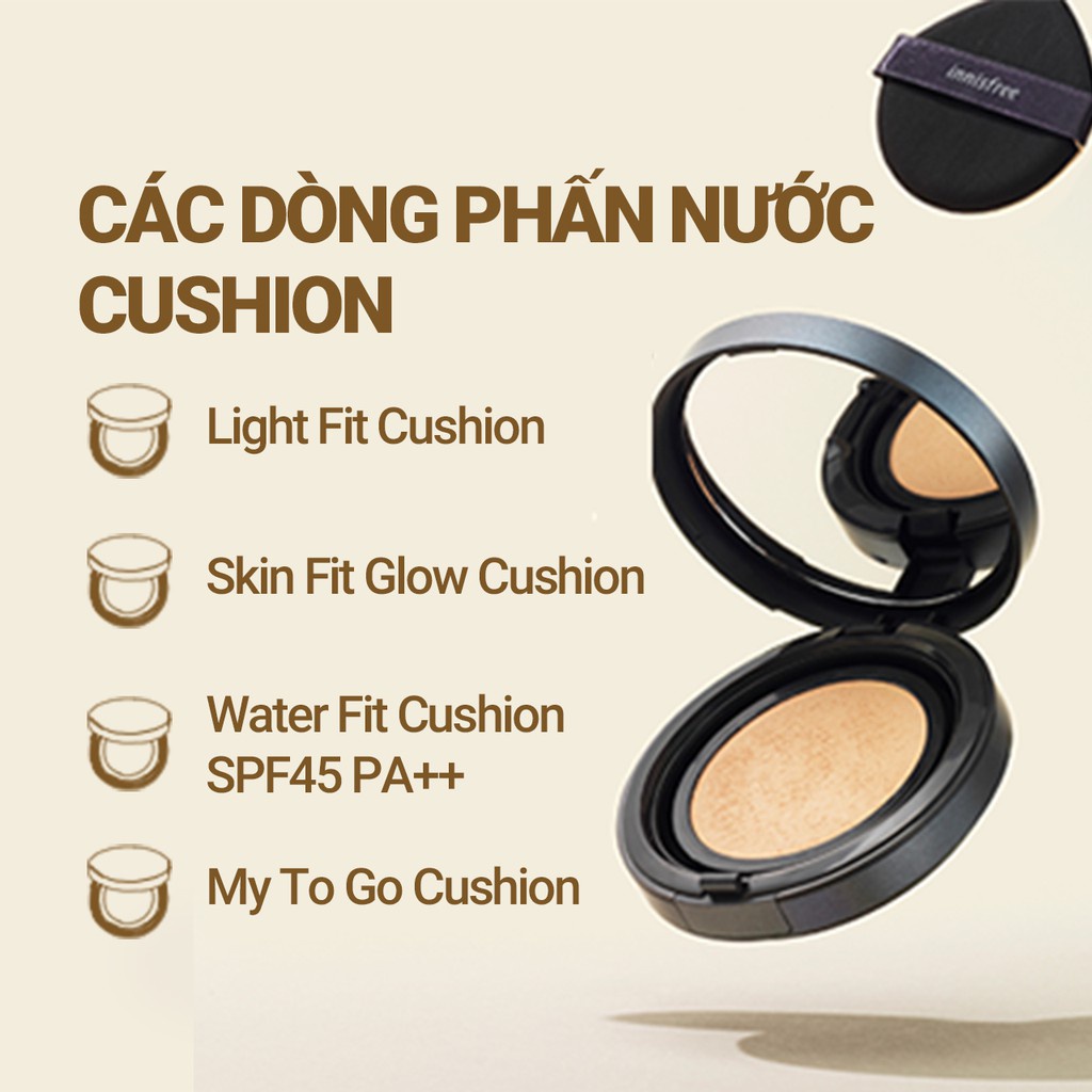 Phấn nước trang điểm mỏng nhẹ innisfree Light Fit Cushion SPF33 PA++ 14g