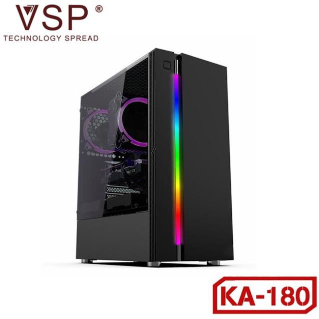 Vỏ case máy tính VSP KA-180 – Kính Cường Lực ( Màu đen) - hàng mới chính hãng 100%