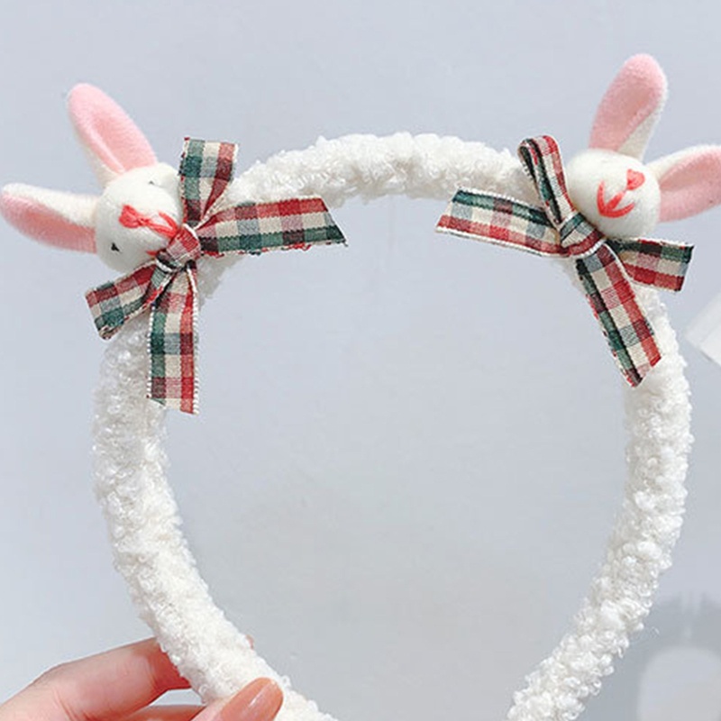 Flgo Kẹp Tóc Trang Điểm Hình Thỏ Hoạt Hình Bằng Vải Lông Cho Nữ