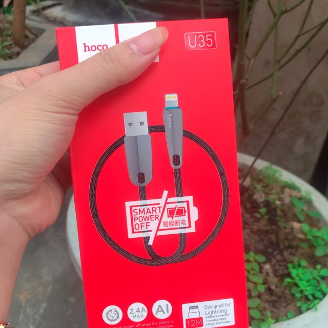Dây Cáp sạc nhanh có đèn LED tự ngắt cho IPhone, IPad HOCO U35 - Hàng chính hãng