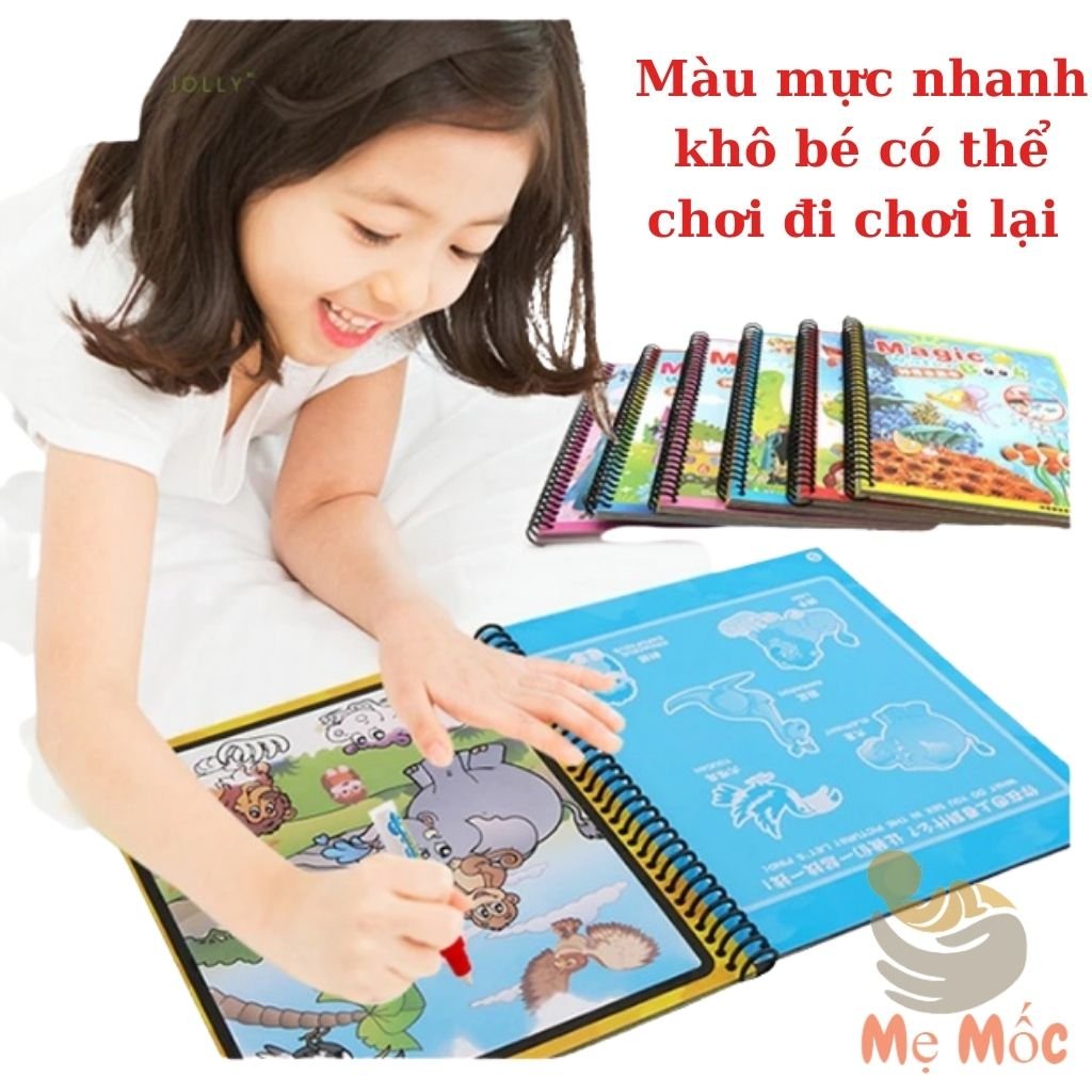 Tranh Tô Màu Nước Ma Thuật Cho Bé Nhiều Chủ Đề, Tái Sử Dụng  Nhiều Lần Tặng Kèm Bút Cho Bé Shop Mẹ Mốc ,TMT