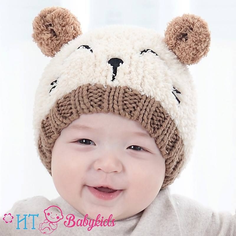 Nón Cho Bé Chất Liệu Len Mềm Kiểu Gấu Đáng Yêu 2