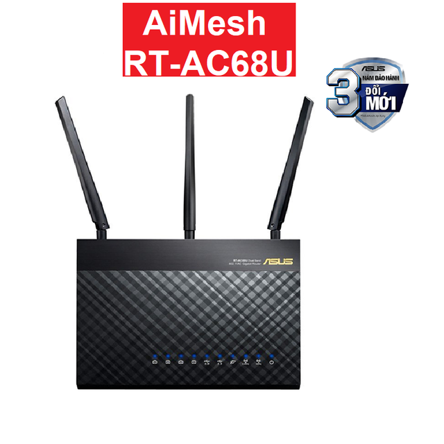 Bộ Phát Wifi AiMesh Asus RT-AC68U Băng Tần Kép AC1900 - Hàng Chính Hãng