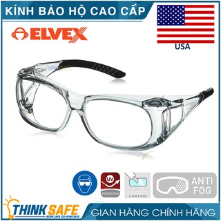 Kính bảo hộ lao động Elvex SG37C - Mắt kính chống bụi, chống tia UV, chống trầy xước, đọng hơi sương (Đeo kèm kính cận)