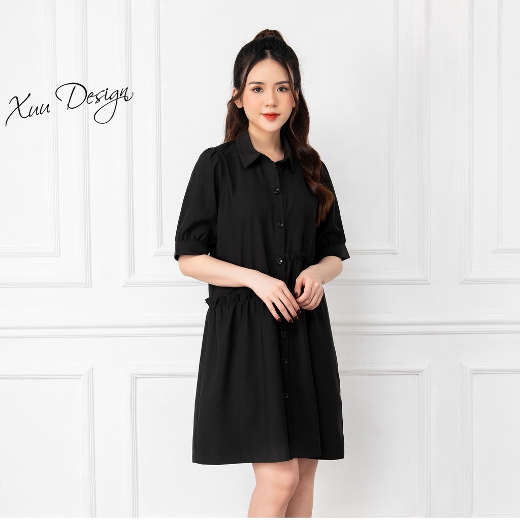 Đầm sơ mi Xuu kiểu dáng suông cơ bản trẻ trung Xuu Design V02