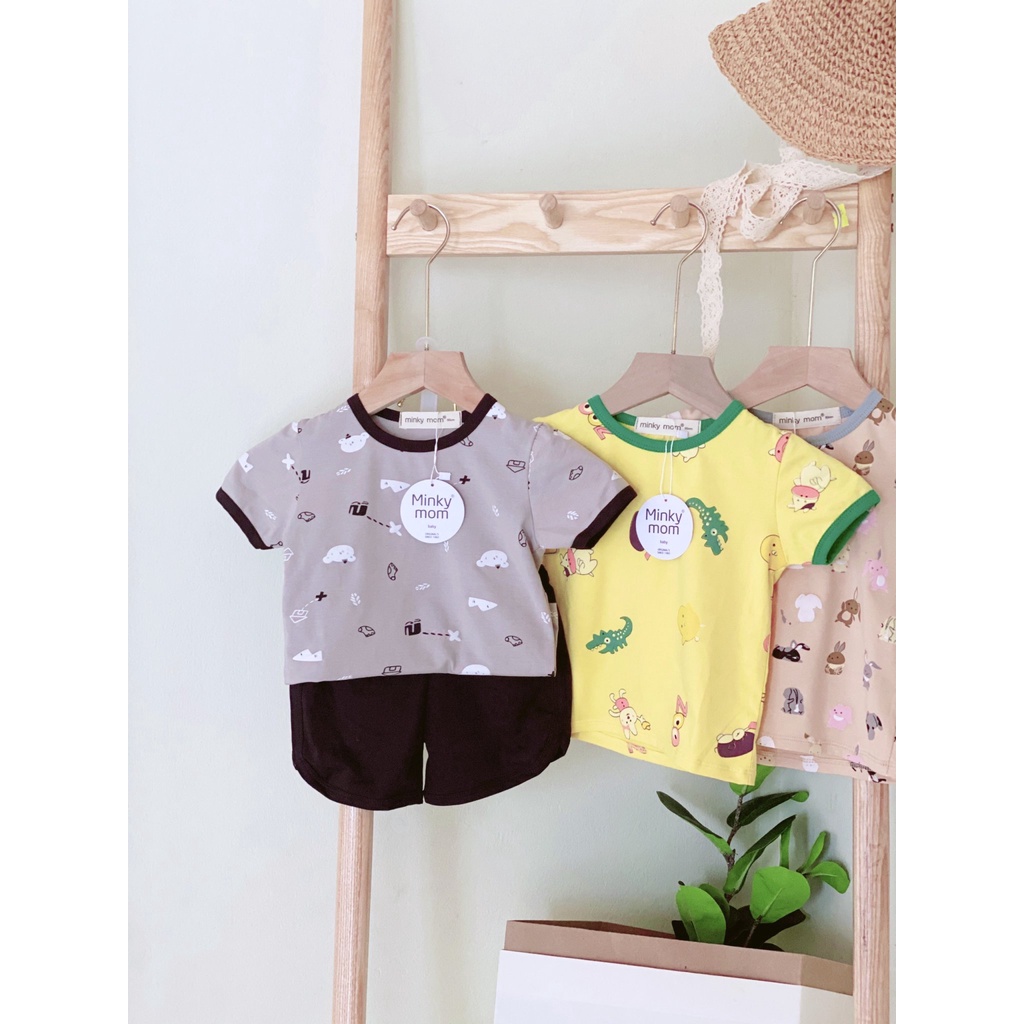 (9-27kg)Bộ thun cotton đùi ngắn tay Minky mom họa tiết đáng yêu cho bé xịn sò (ảnh thật)