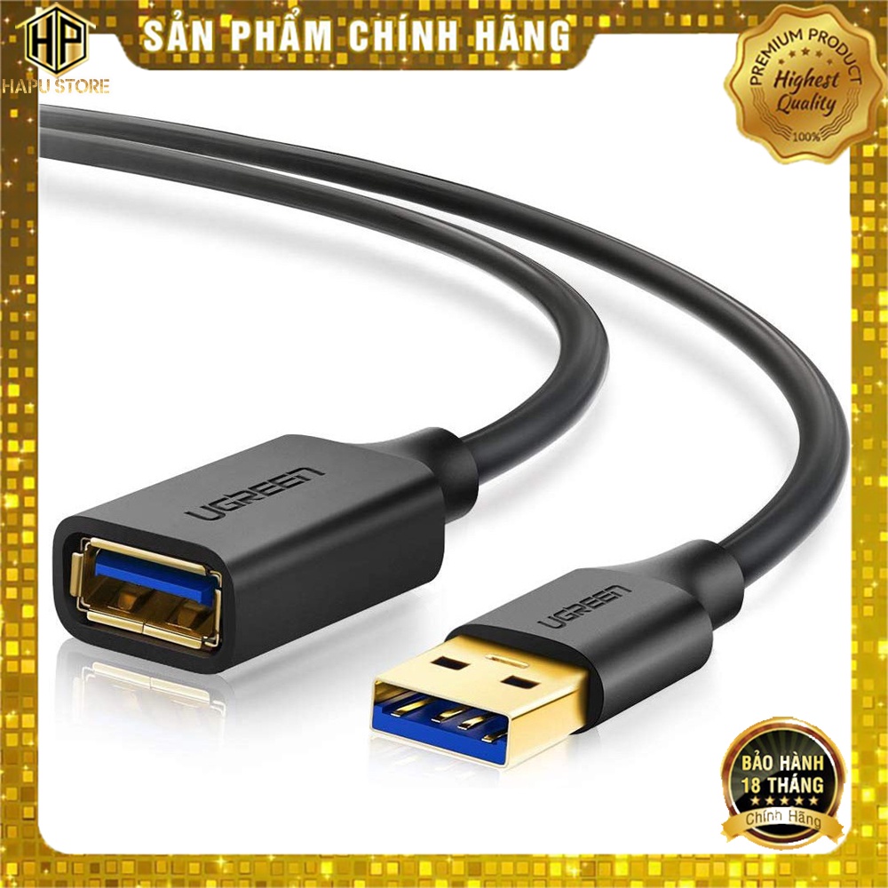 Dây nối dài USB 3.0 dài 1-3m Ugreen US129 - Cáp USB kéo dài mạ vàng 10368, 30126, 10373, 30127 - Hapustore