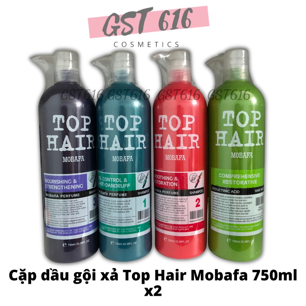 Cặp dầu gội xả collagen Top Hair Mobafa 750ml phục hồi siêu mượt dành cho cả nam nữ