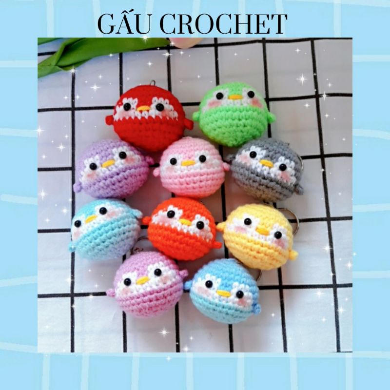 Móc khóa len, móc khóa Chim cánh cụt nhiều màu nhỏ xinh