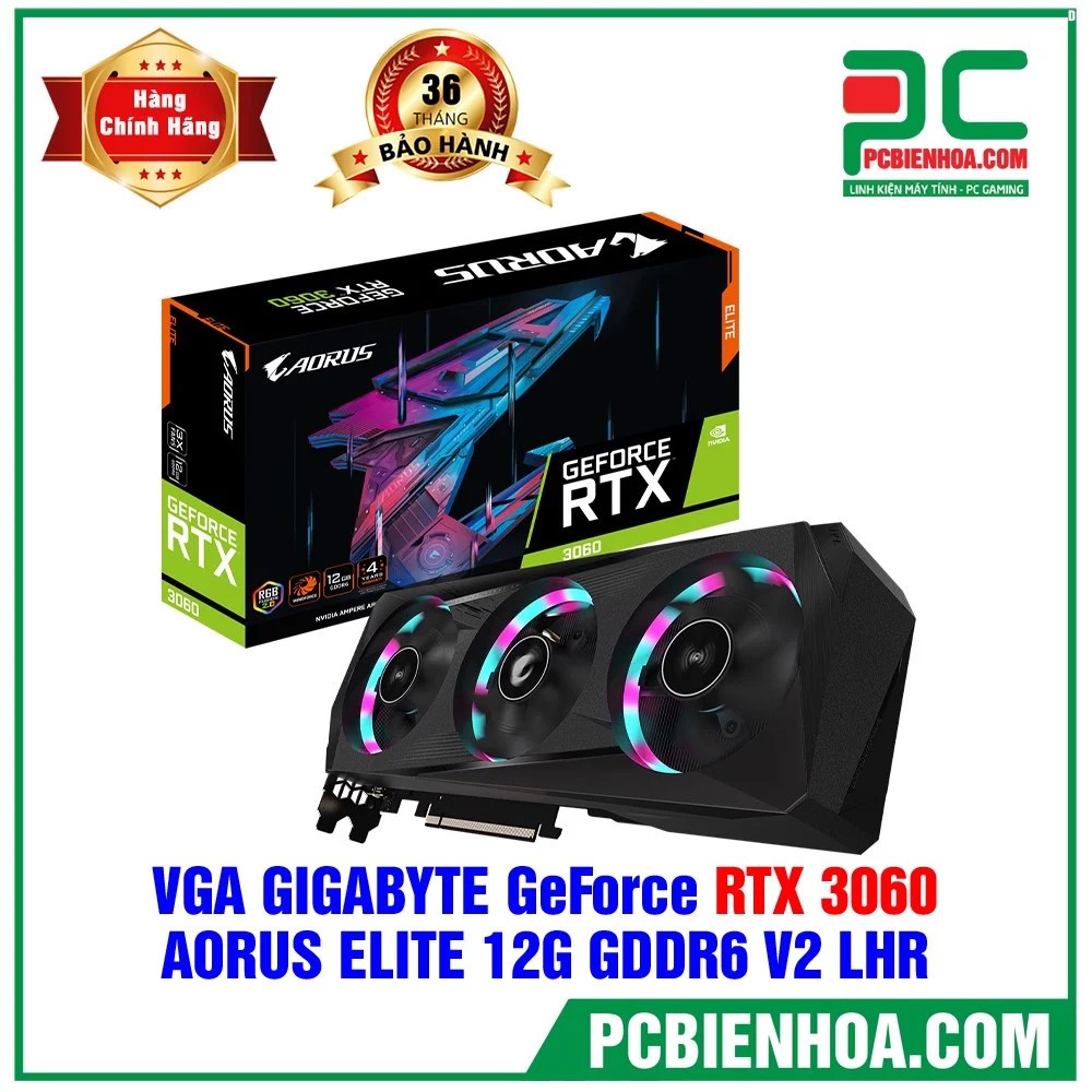 [Mã 254ELSALE giảm 7% đơn 300K] VGA GIGABYTE GEFORCE RTX 3060 AORUS ELITE 12G V2 LHR ( GV-N3060AORUS E-12GD )