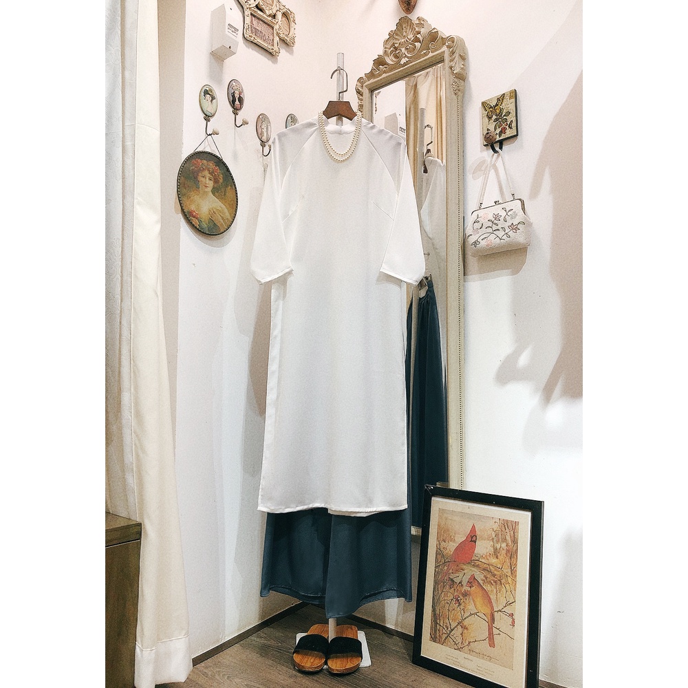 Set Áo dài Rosemary Lụa Tây Thi Trắng tinh
