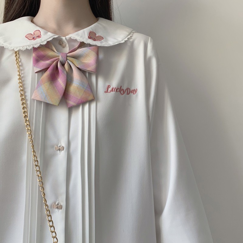 Áo blouse BL có xếp ly cổ búp bê dễ thương - Một Ngày Của Thỏ Và Gấu
