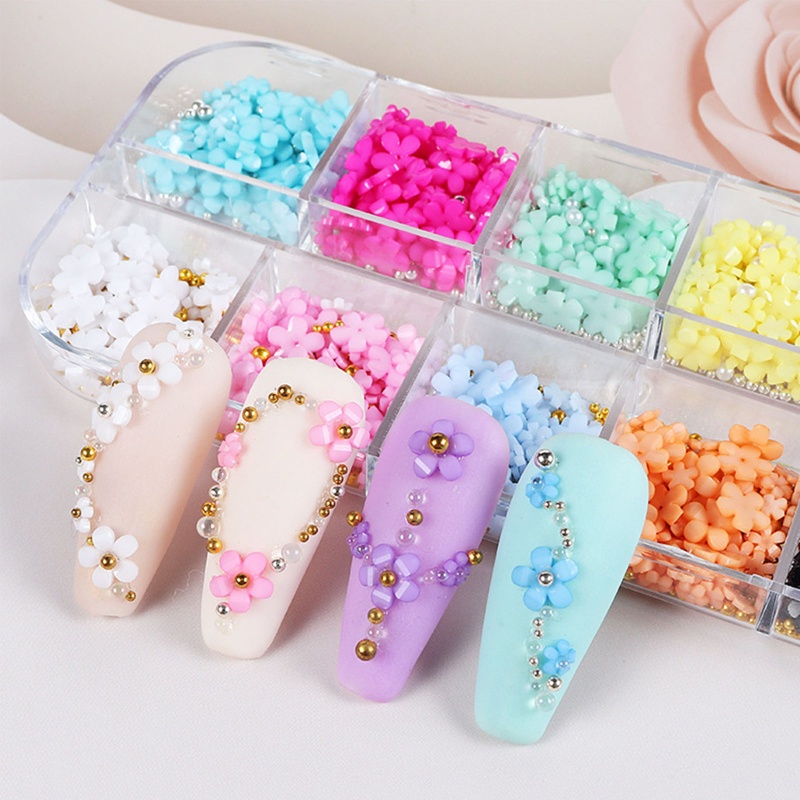 Phụ Kiện Trang Trí Móng Tay Hình Hoa 3D Đính Ngọc Trai Xinh Xắn