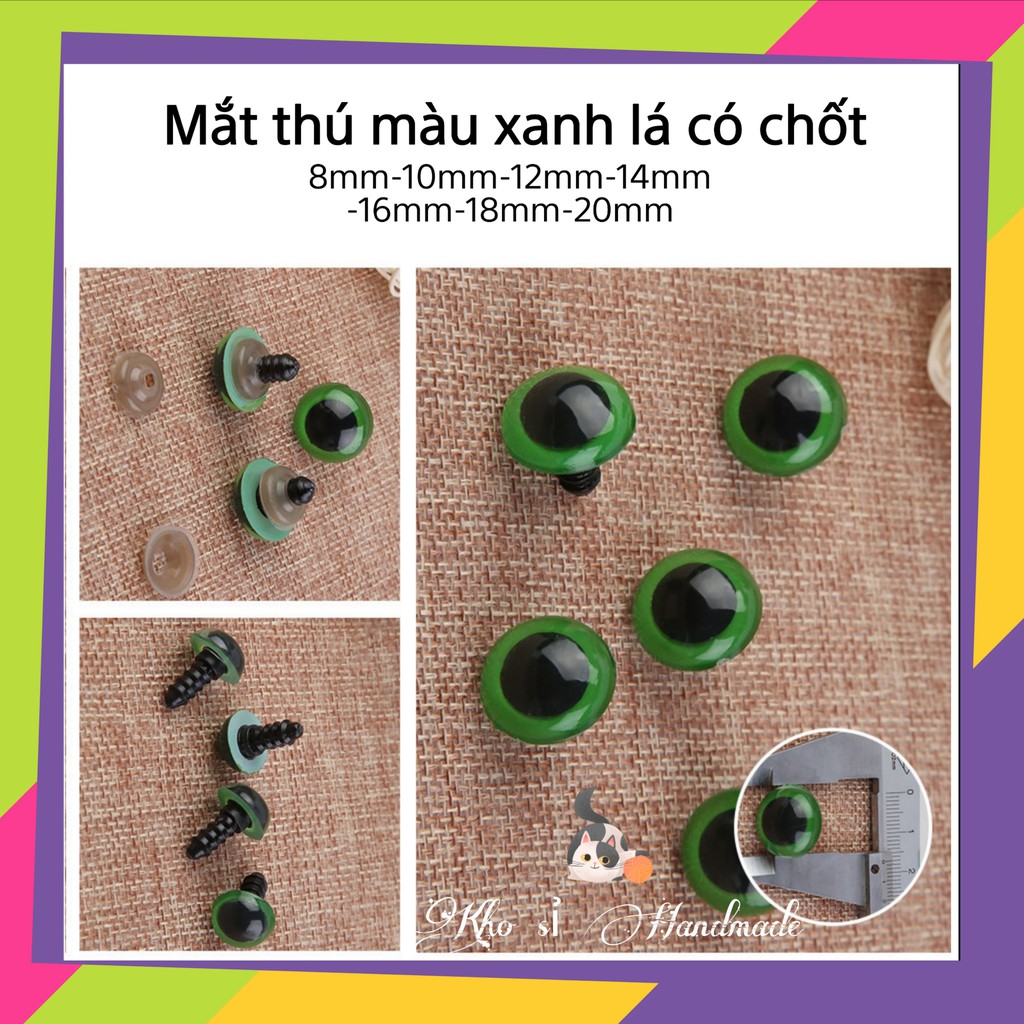 Mắt thú màu xanh lá có chốt an toàn cho bé (1 đôi)