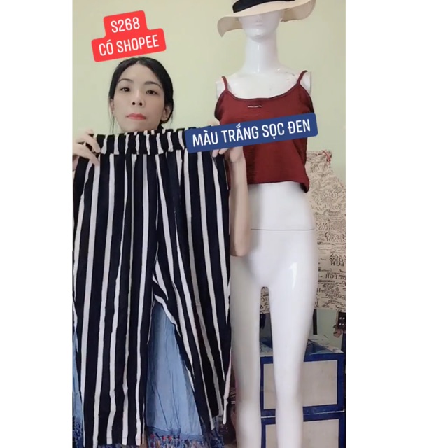 quần clutch đen sọc trắng (culottes).S268