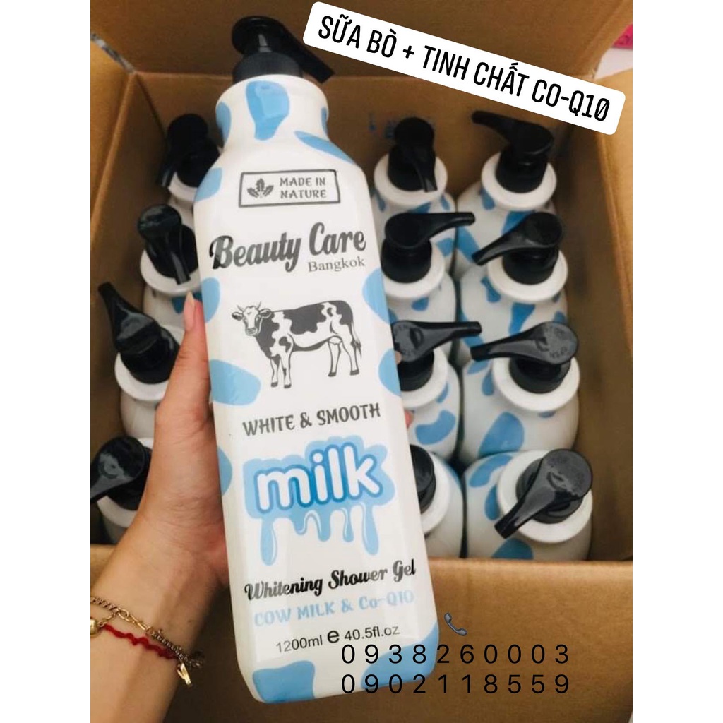 (Có bill) Sữa tắm trắng da Sữa bò/ dê/ Yến & hoa anh đào Beauty Care Bangkok 1200ml Thái Lan | BigBuy360 - bigbuy360.vn