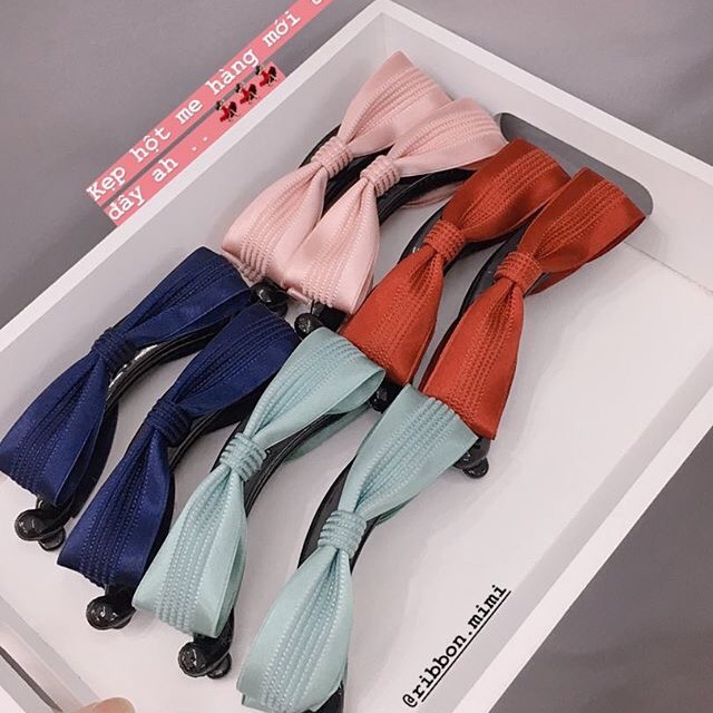 Kẹp Tóc Nơ Dạng Dọc Handmade Cao Cấp Ribbon.mimi Kẹp Dọc