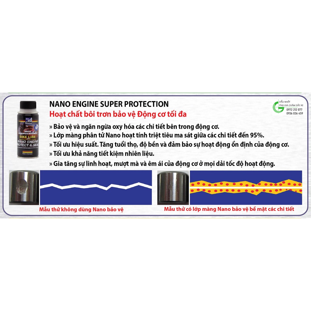 Nano bảo vệ động cơ Bluechem Nano Engine Protect & Seal cho xe máy