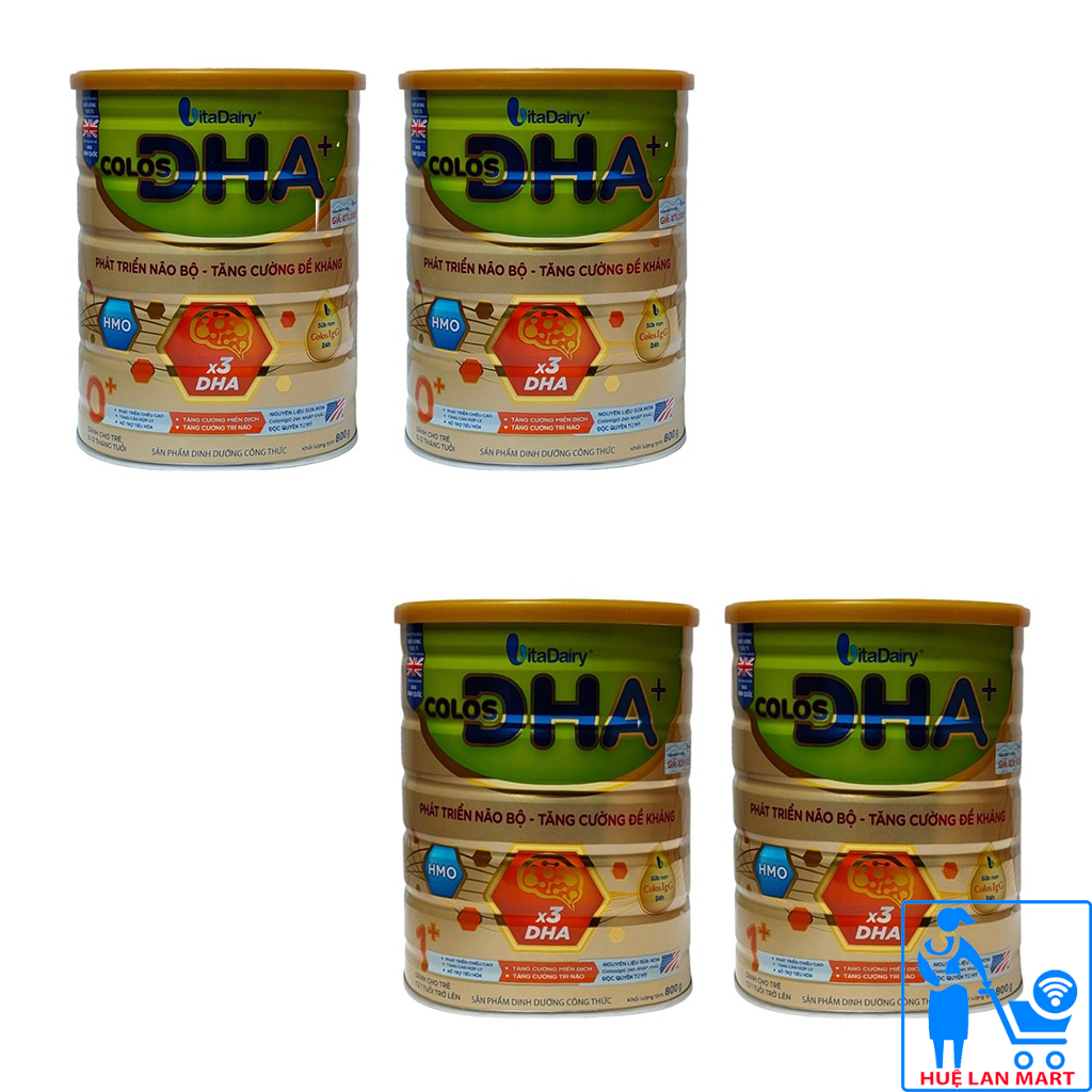 Combo 2 Hộp Sữa bột VitaDairy Colos DHA + phát triển não bộ, tăng cường đề kháng Số 0+/1+ 800g