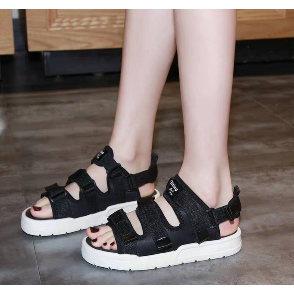Giầy Sandal Nam Nữ Đế Chữ - quai hậu nam nữ học sinh quai ngang đen funll