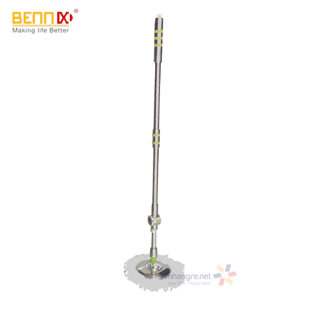 Cây lau nhà cán Inox, thân Inox cao cấp Bennix Thái Lan BN-07i kèm bông lau, bảo hành 6 tháng