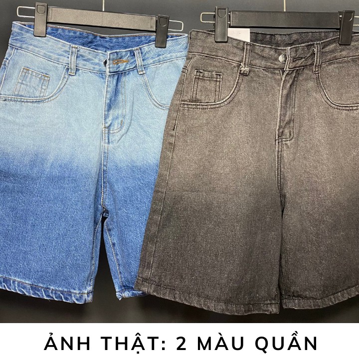 Quần Short Jean Unisex Nam Nữ Ống Rộng, Quần Short Bò Loang 2 Màu Phong Cách Hàn Quốc Cho Cả Nam Và Nữ RÔ STORE QS12