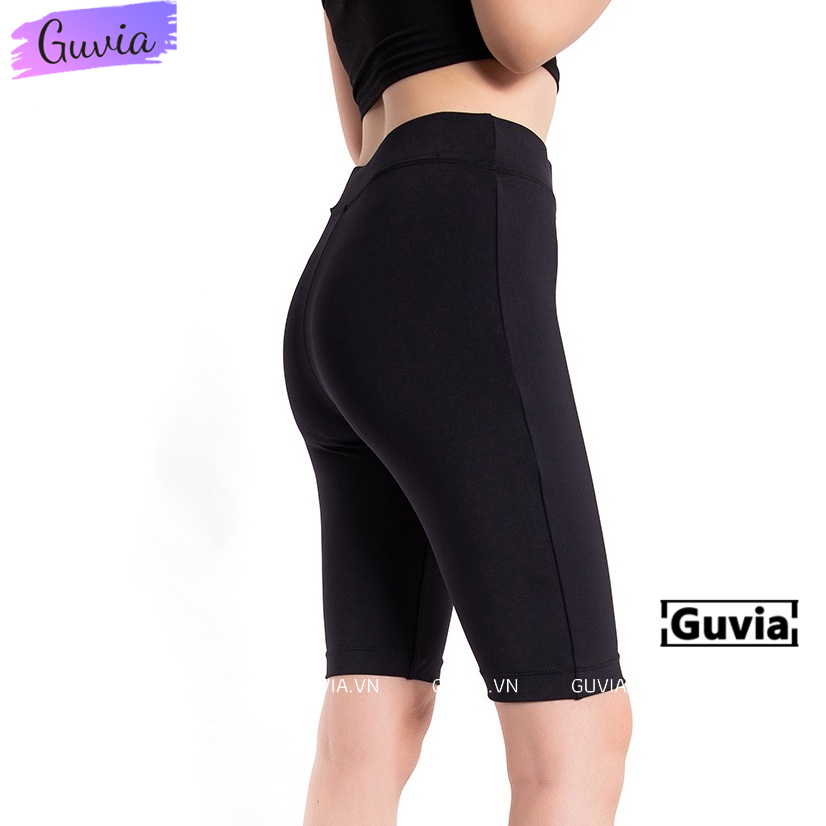 Quần LEGGING NGẮN LỬNG Nữ Lưng Thun Cao Tôn Dáng Dài 47cm Co Giãn 4 Chiều Dày Đẹp Cao Cấp GUVIA QU13