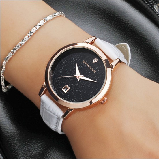 Đồng hồ nữ dây da cao cấp Sanda P194