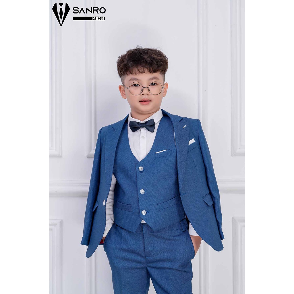 Bộ vest bé trai SANRO KIDS xanh hạt cao cấp