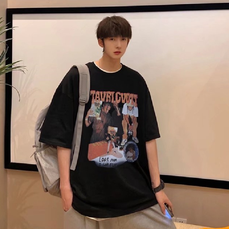Áo Thun Tay Ngắn Dáng Rộng In Chữ Phong Cách Hàn Quốc Thời Trang Mùa Hè Cho Nam Size M-8XL
