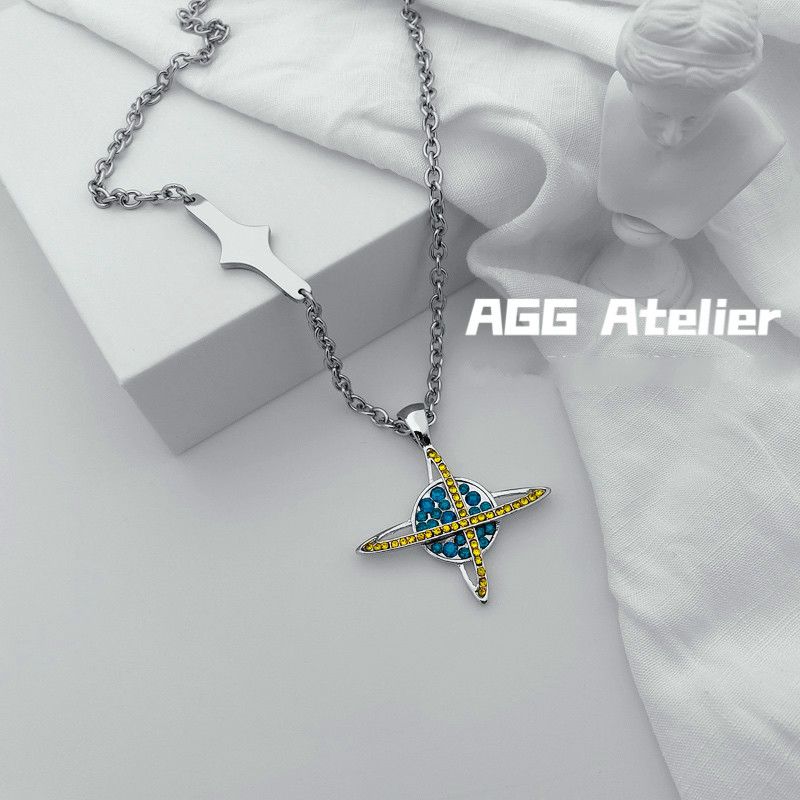 Dây Chuyền Mặt Hình Hành Tinh Đính Đá Độc Đáo Phong Cách Hip-Hop