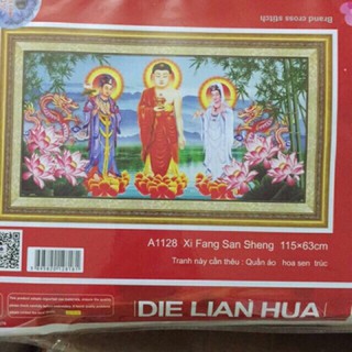 Tranh thêu chữ thập Tam Thế Phật A1128 (115x63) chưa thêu