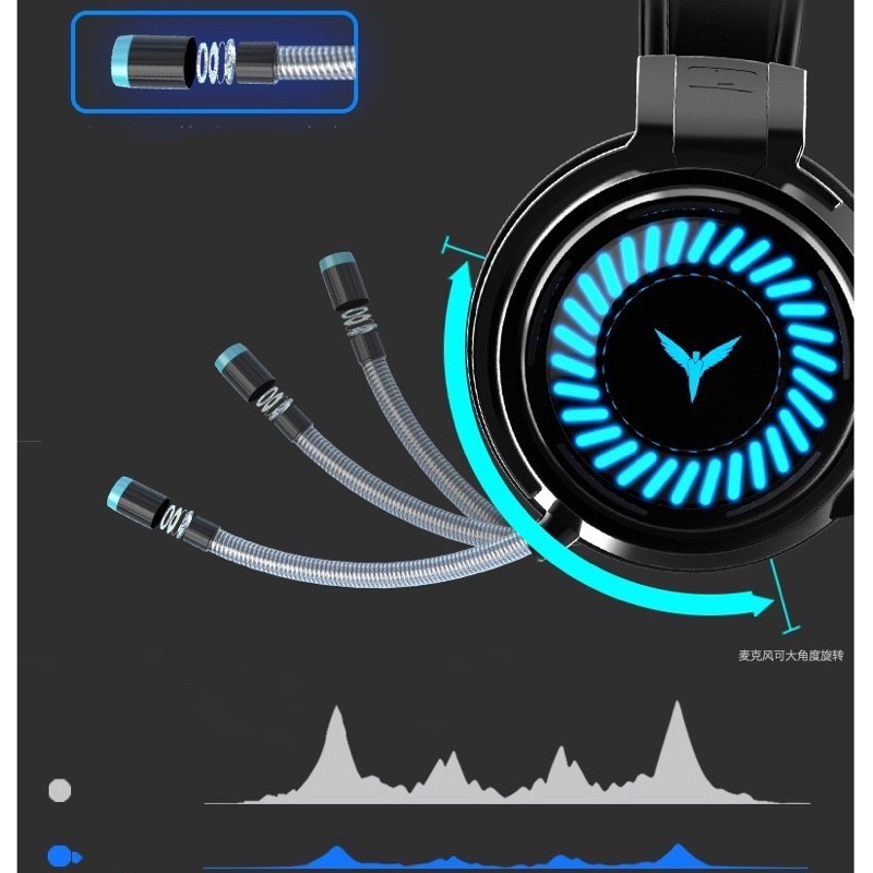 Tai nghe gaming chụp tai có mic có đèn LED cho máy tính, điện thoại